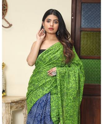  cotton printed   saree with   blouse 2