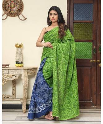  cotton printed   saree with   blouse 1