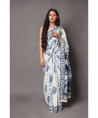  cotton printed   saree with   blouse 1