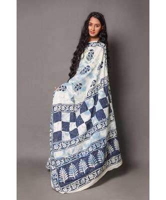  cotton printed   saree with   blouse 2