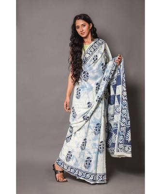  cotton printed   saree with   blouse 3