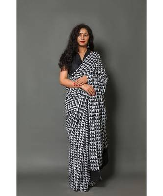  cotton printed   saree with   blouse 1