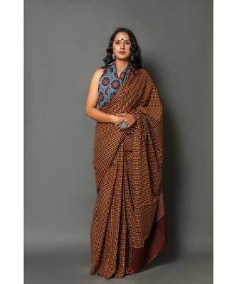  cotton printed   saree with   blouse 1