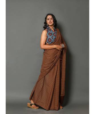  cotton printed   saree with   blouse 3