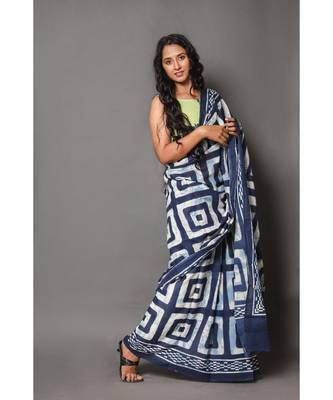  cotton printed   saree with   blouse 3