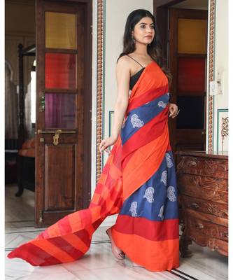  cotton printed   saree with   blouse 3