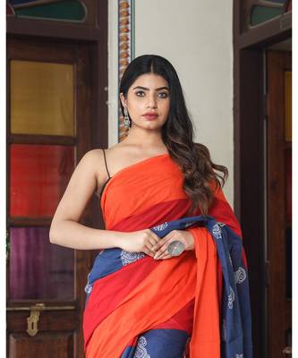  cotton printed   saree with   blouse 5