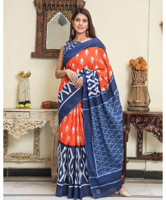  cotton printed   saree with   blouse 1