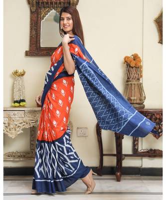  cotton printed   saree with   blouse 2