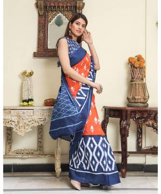  cotton printed   saree with   blouse 3