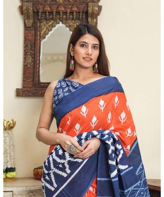  cotton printed   saree with   blouse 4