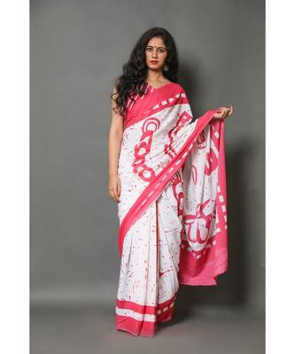  cotton printed   saree with   blouse 1