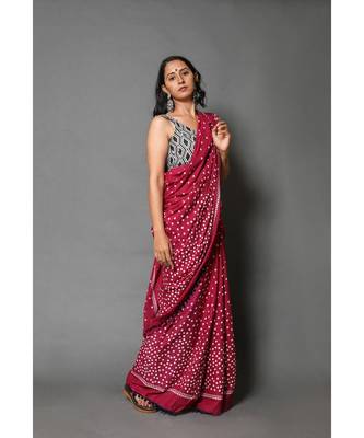  cotton printed   saree with   blouse 2