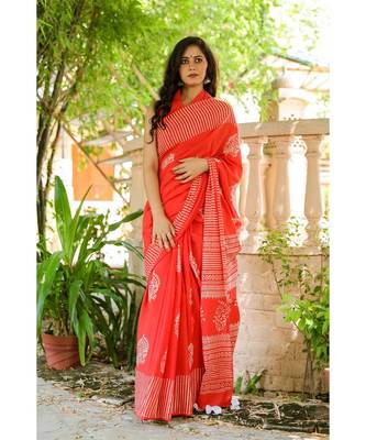 cotton printed   saree with   blouse 1