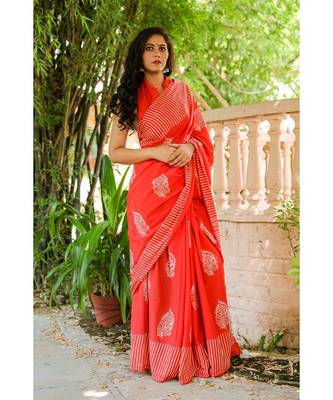  cotton printed   saree with   blouse 2