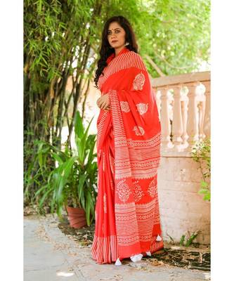  cotton printed   saree with   blouse 4