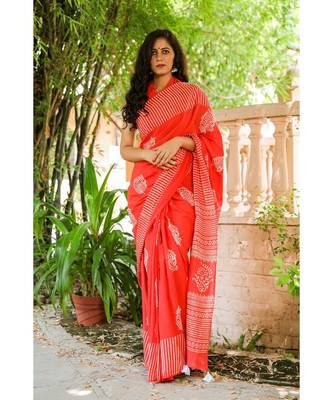  cotton printed   saree with   blouse 5