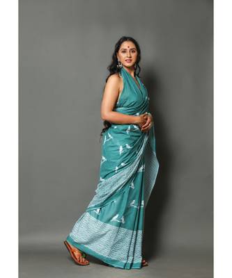 cotton printed   saree with   blouse 3