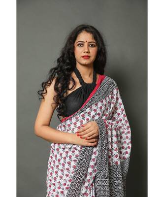  cotton printed   saree with   blouse 2