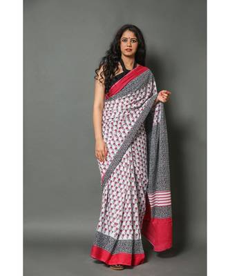  cotton printed   saree with   blouse 1