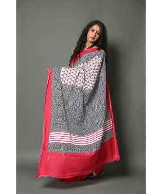  cotton printed   saree with   blouse 3
