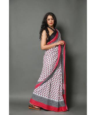  cotton printed   saree with   blouse 4