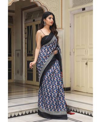  cotton printed   saree with   blouse 4