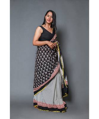  cotton printed   saree with   blouse 2