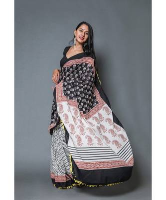  cotton printed   saree with   blouse 3