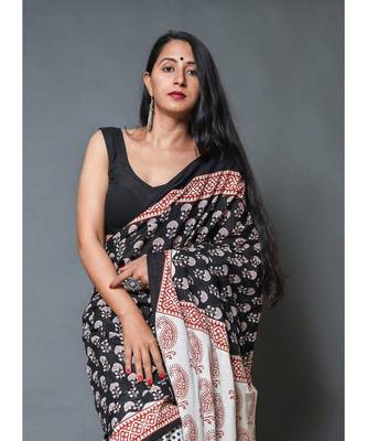  cotton printed   saree with   blouse 4