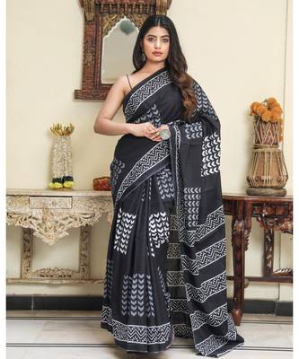  cotton printed   saree with   blouse 1