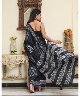  cotton printed   saree with   blouse 5