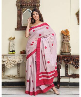  cotton printed   saree with   blouse 1