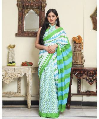  cotton printed   saree with   blouse 1
