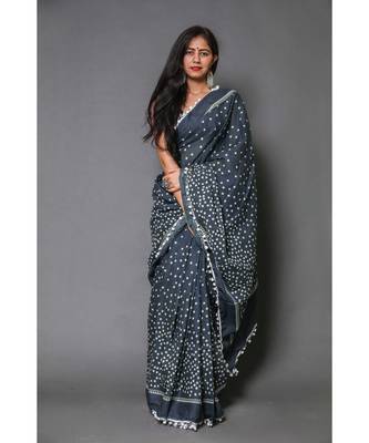  cotton printed   saree with   blouse 1
