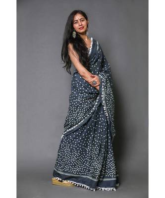  cotton printed   saree with   blouse 2