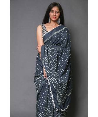  cotton printed   saree with   blouse 4