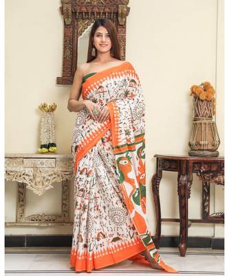  cotton printed   saree with   blouse 1