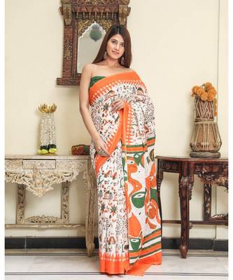  cotton printed   saree with   blouse 2