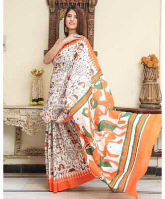  cotton printed   saree with   blouse 3