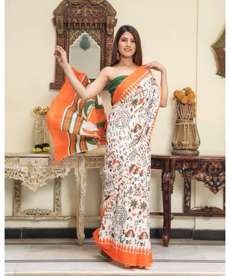  cotton printed   saree with   blouse 4