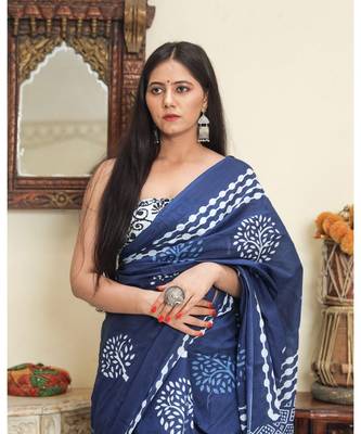  cotton printed   saree with   blouse 2