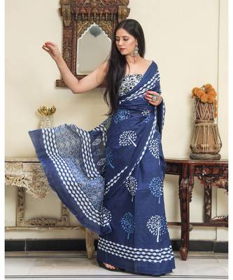 cotton printed   saree with   blouse 3