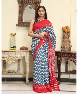  cotton printed   saree with   blouse 1