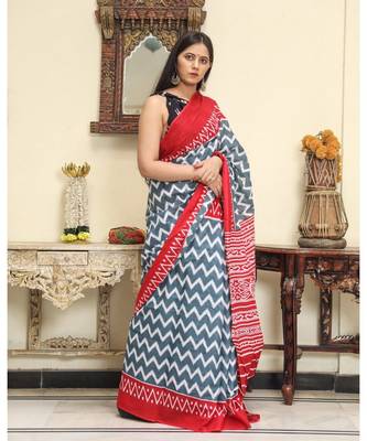  cotton printed   saree with   blouse 4