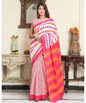  cotton printed   saree with   blouse 1