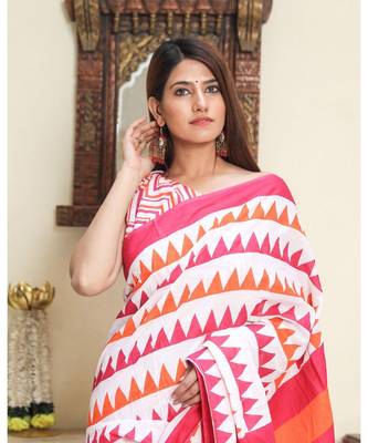  cotton printed   saree with   blouse 4