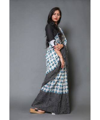  cotton printed   saree with   blouse 2
