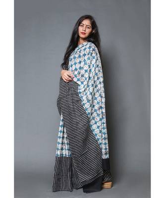  cotton printed   saree with   blouse 3