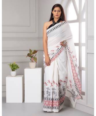  cotton printed   saree with   blouse 2
